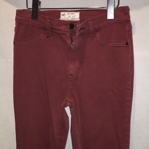 Free People Burgundy Denim Skinny Jeans | Size 27